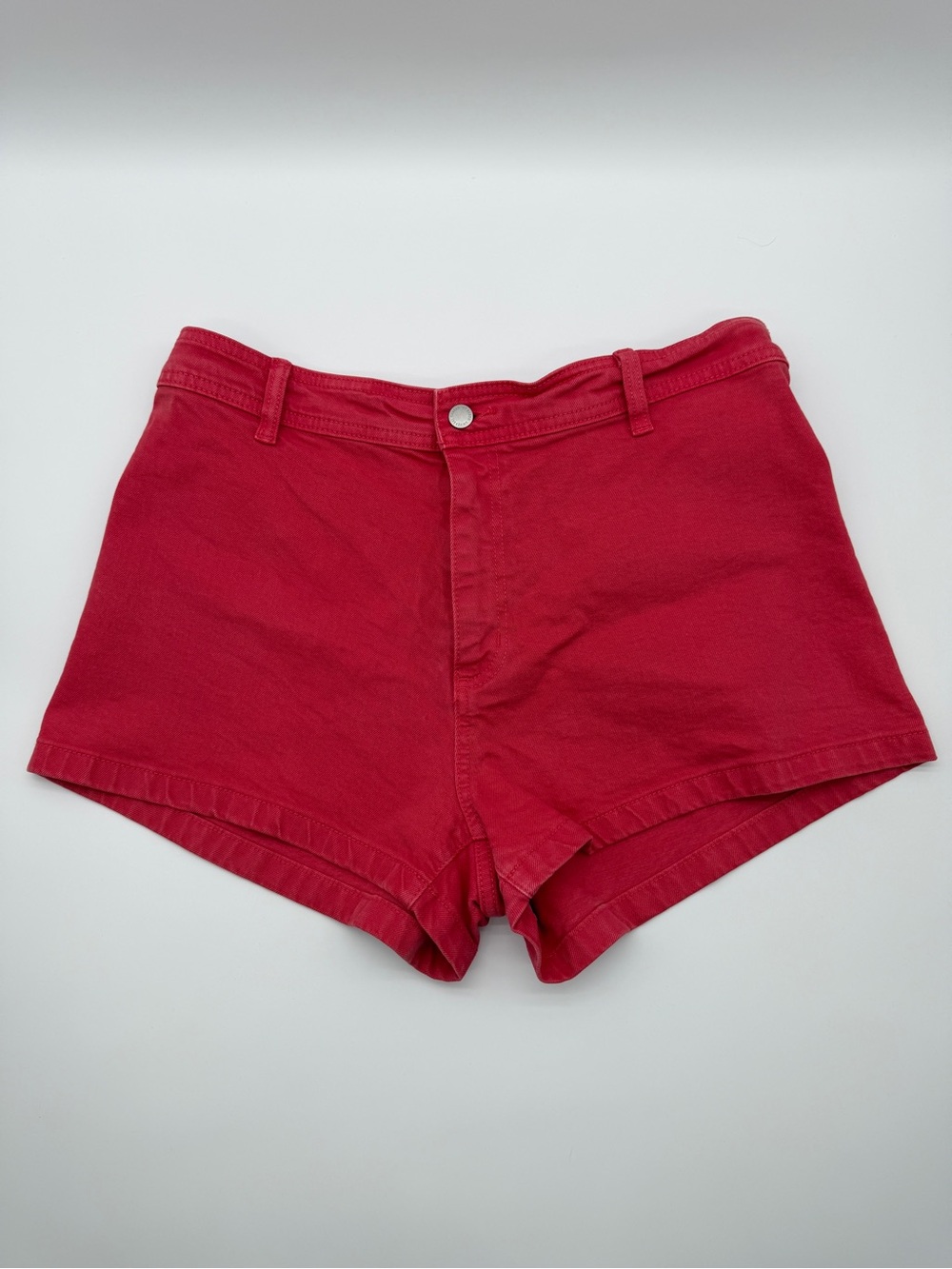 Red Denim Sailor Shorts High Rise Size 12 Stretch Denim Mini Camp Festival Retro